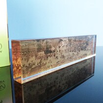 Crystal glass paperweight Qianli Jiangshan Qingming Shanghe figure calligraphy calligraphy calligraphy painting press paper to give gifts teacher leader Zhen ruler