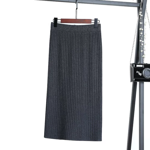 Трикотажная демисезонная длинная шерстяная юбка, 2019, высокая талия