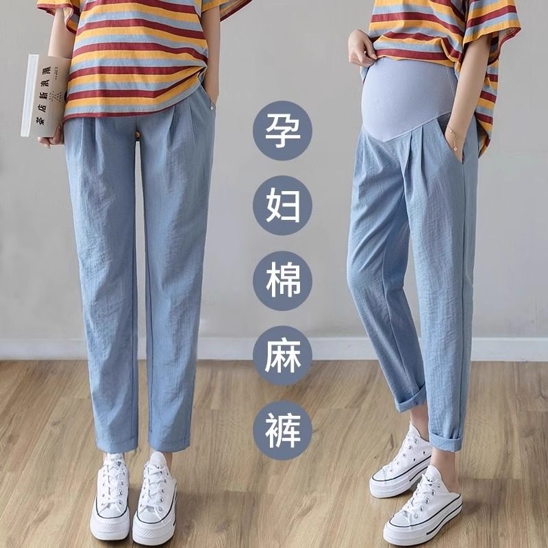 Maternity Jogger Pants – Lightweight, High Waist, Petite Fit, Summer Essential for Moms-to-Be