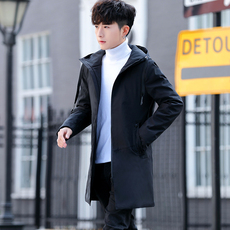 Ветровка мужская 风衣男中长款加厚 时尚休闲纯色大码加棉外套男 2021春秋潮流新品