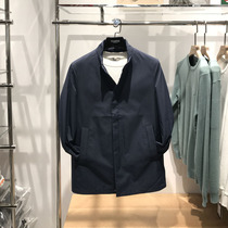 Wake family high-end Gro trench coat spring and autumn mens light windproof jacket solid color simple casual mens trench coat