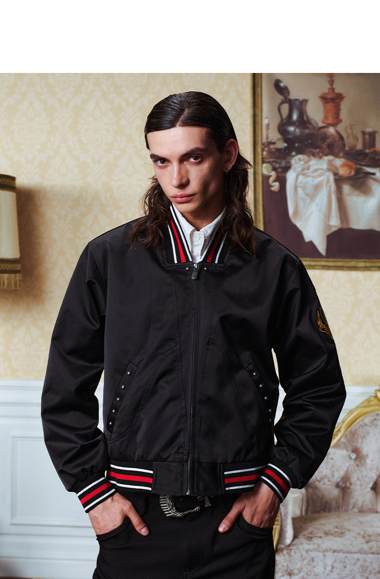 YADcrew Crown Vine Embroidered Bomber Jacket
