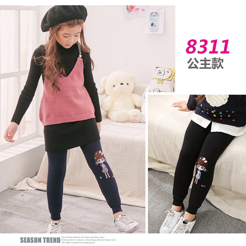 Cô gái cộng với quần legging nhung dày trong mùa đông Trẻ lớn mặc thêm quần dày cho bé Quần ba lớp quần ấm quần dài cho bé gái