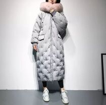 Anti-season down jacket womens long knee big hair collar loose Korean version thick size fat mm200 Jin 2020 New