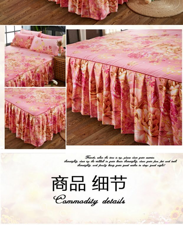 Váy cotton dày ba mảnh trải giường bằng vải cotton trải giường đơn mảnh 1,8 m 1,5m giường chống trượt nệm ga giường viền ren