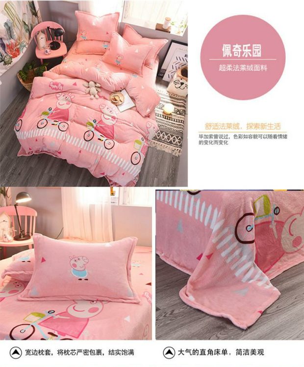 Nhung nhung bốn mảnh dày mùa đông Fale nhung hai mặt chăn trải giường flannel ấm áp ba mảnh bộ drap giường