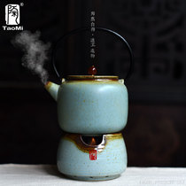 Pottery fan coarse pottery alcohol stove cooking tea stove ceramic kettle kung fu tea set kiln tea cooker dry wax decocting teapot