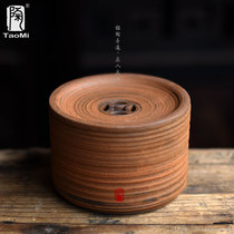 Pottery fan coarse pottery pot holding pot plate ceramic pot small water storage antique kung fu round Taiwan dry bubble plate