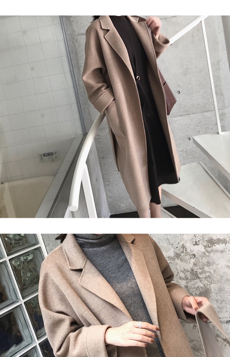 2018 phổ biến mùa đông mới người đàn ông nhỏ lỏng dài phần thủ công áo khoác hai mặt Hepburn áo khoác len nữ mẫu áo khoác nữ đẹp