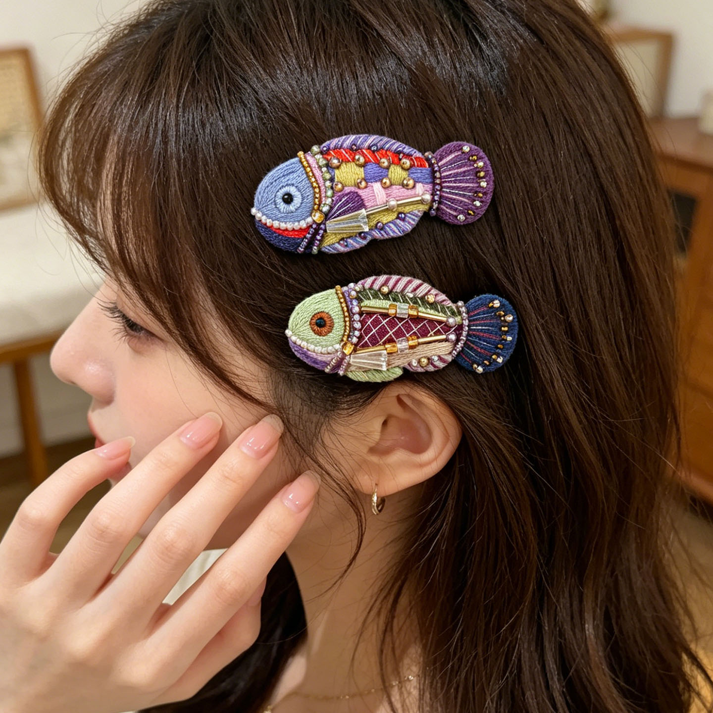 Fangyangban Dopamine Fish Hair Clip Embroidery DIY - Thumbnail 2