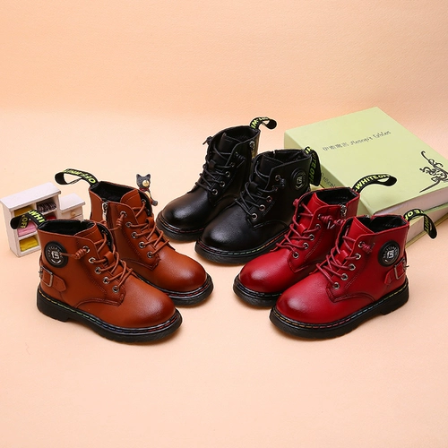Martens, демисезонные утепленные детские короткие сапоги для мальчиков в английском стиле, удерживающие тепло ботинки, коллекция 2023 года