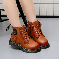 Martens, демисезонные утепленные детские короткие сапоги для мальчиков в английском стиле, удерживающие тепло ботинки, коллекция 2023 года