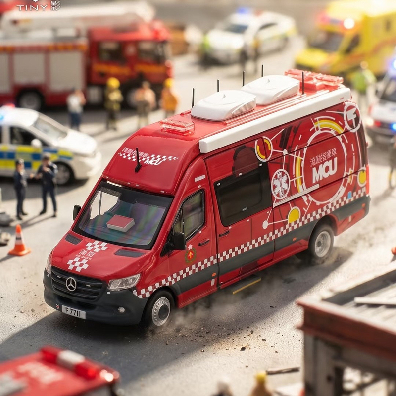 Tiny Microfilm 1:76 Flatbed Sprinter Fl Fire Department Mobile Command Vehicle (F7711) Alloy Model Car