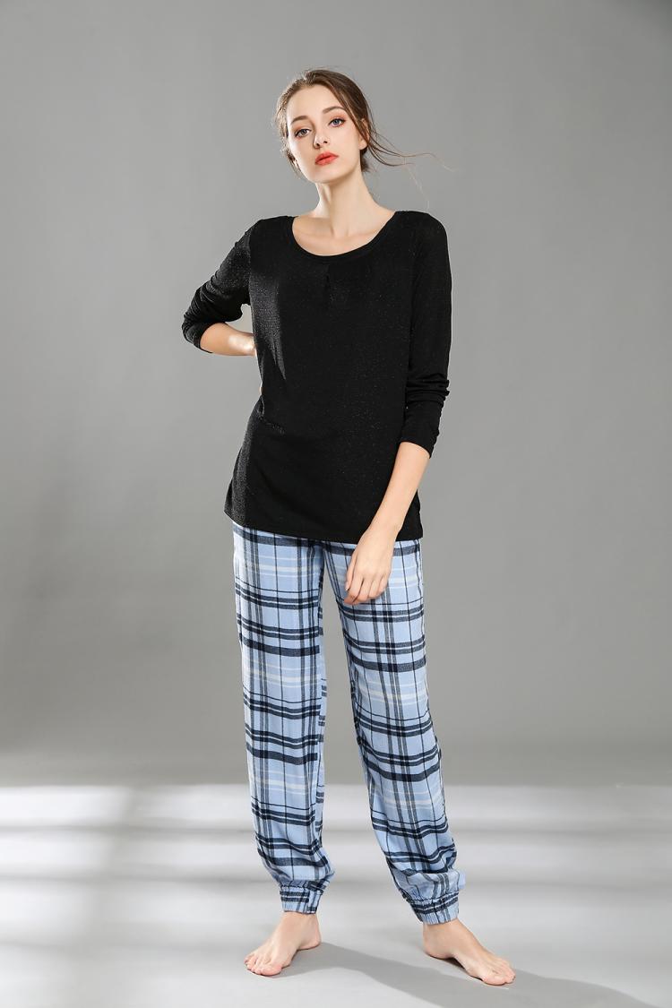 Bộ đồ ngủ cotton cotton nữ mùa xuân và mùa thu XL quần cotton đóng cửa thoải mái quần nhà cộng với phân bón XL quần âu