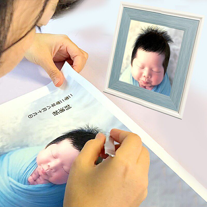 Baby cartoon fetal hair portrait sticky portrait Niu Bao himself made by handmade dai sticker diy souvenir permanently