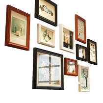 Ou Feng small wall photo wall photo wall creative combination solid wood wall hanging photo frame black and white simple photo frame wall living room
