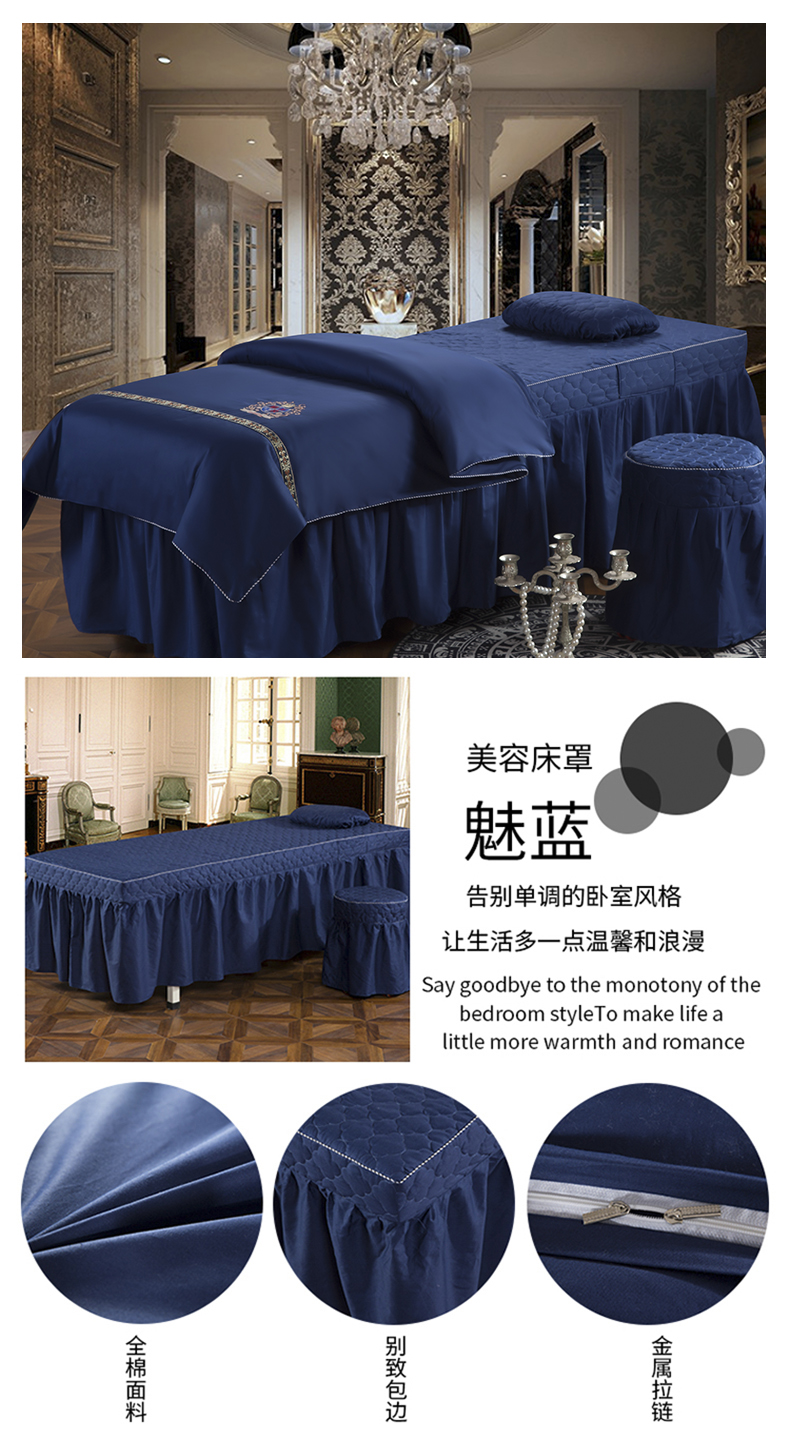 lụa Wang Fang Hàn Quốc rắn màu bông denim bedspread thẩm mỹ viện làm đẹp với thân lõi lỗ massage bedspread - Trang bị tấm mẫu ga phủ giường spa