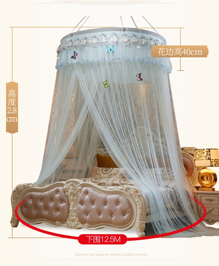 trần mái vòm châu Âu lưới 1.2 / 1.5 / 1.8m giường đôi mã hóa sàn gia đình dày lắp giường vỏ miễn phí - Lưới chống muỗi màn ngủ chống muỗi
