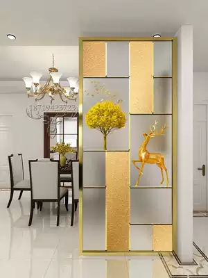 Glass screen partition Living room entrance Modern simple frosted translucent light luxury sink powder room painted elk