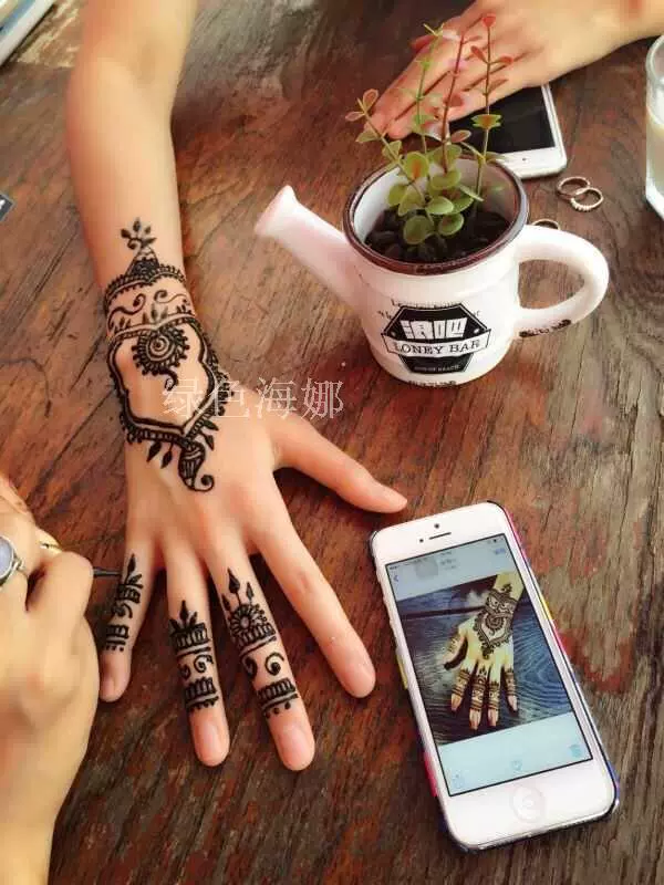 5 Ấn Độ 25 gam Nhập Khẩu Henna Tay Sơn Kem Tattoo Stick Sticker Gửi Mẫu Cơ Thể Sơn Tattoo Bền