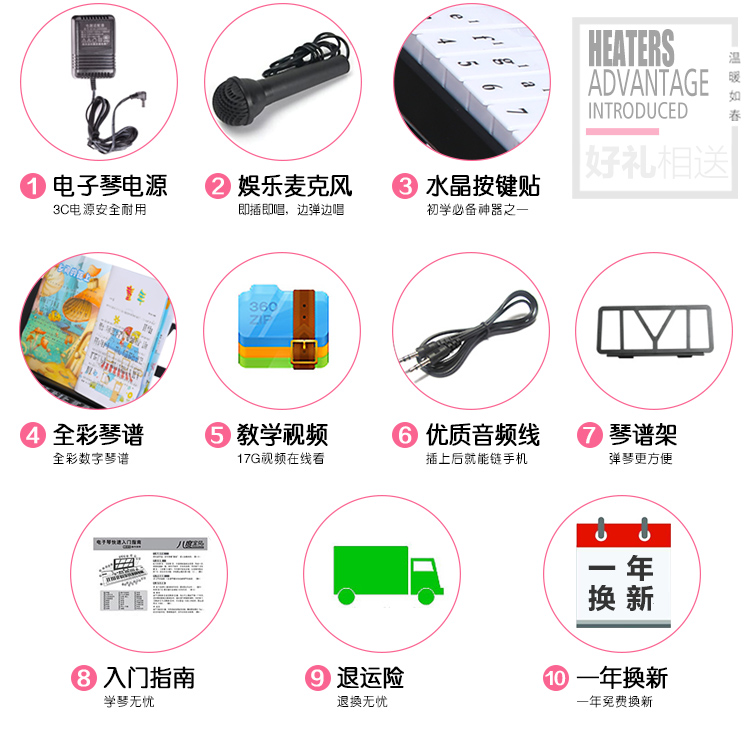 Bàn phím của trẻ em 61 phím cho người mới bắt đầu 0-3-6-12 tuổi với cây đàn piano có micro có thể cung cấp năng lượng cho nhạc cụ đồ chơi âm nhạc dan piano do choi cho be