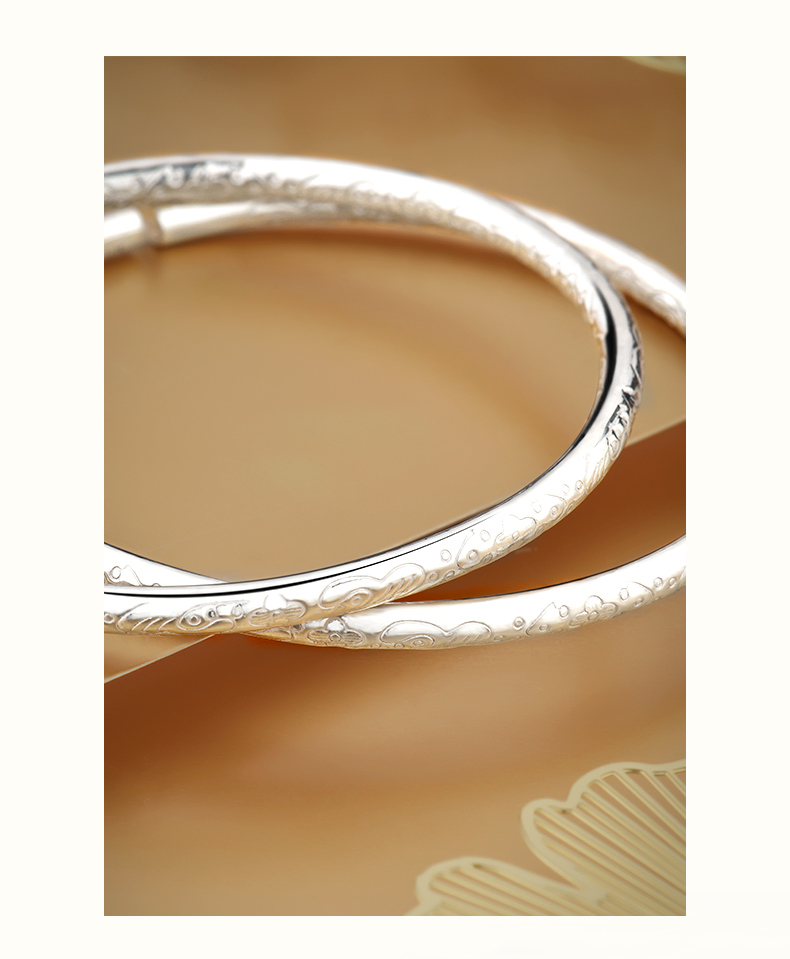 Vòng tay bạc trăm năm Baocheng Bohemian 999 Sterling Silver Phong cách phụ nữ Vòng tròn mỏng Vòng nhiều vòng chân rắn vòng tay đẹp