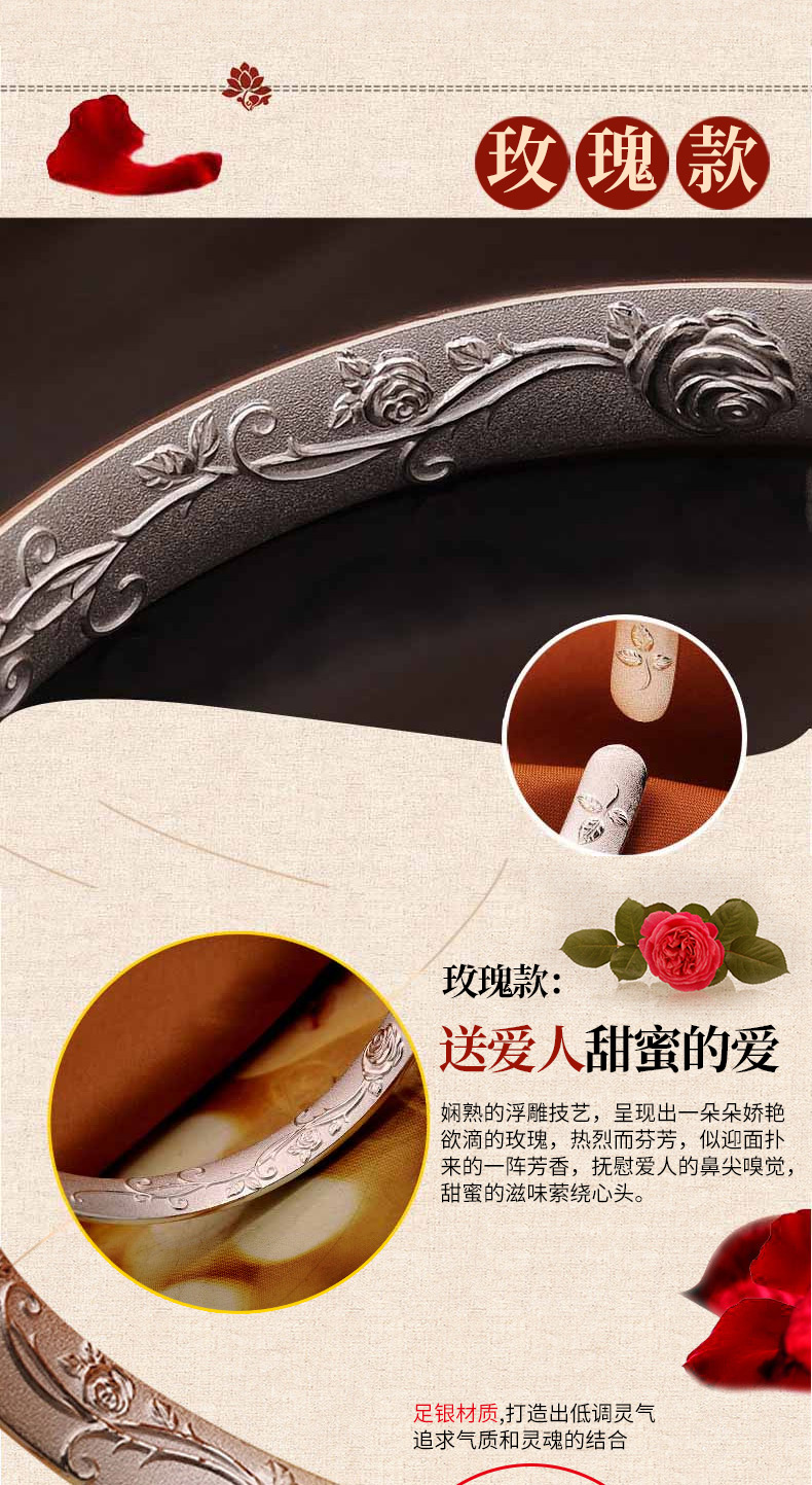 Centennial Baocheng bạc bracelet 999 sterling bạc nữ bạc trang sức mở bóng tim thông qua các vòng đeo tay bạc để gửi bạn gái của mình để gửi mẹ