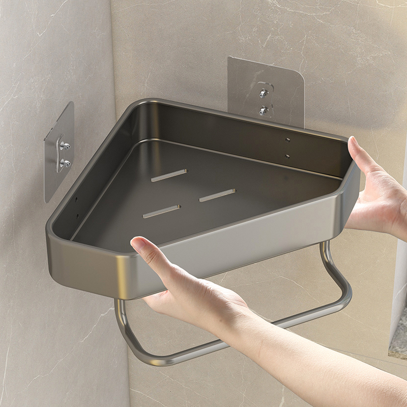 Gun Ash Toilet Shelve Shelve Bathroom Triangle Wall-mounted Free Corner Toilet Wash-to-Toilet Wash room Bath Accommodating Racks-Taobao