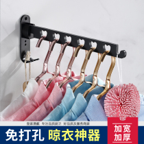 Non-perforated space aluminum wire clothes drying artifact Balcony bathroom invisible clothes rack Dormitory indoor telescopic clothes rack
