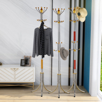 Coat rack floor-to-ceiling stainless steel creative hanging hook Bedroom European-style indoor clothes drying storage shelf thickened household