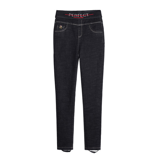 羊羔绒牛仔棉裤女外穿冬季加厚加绒东北保暖裤子高腰显瘦黑色靴裤