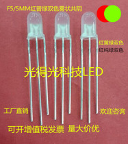 LED luminous tube lamp beads F5 red and green two color fog co Yin led diode 5MM red General green double color lamp