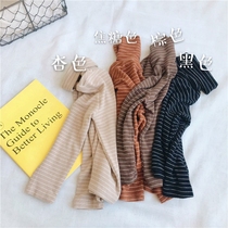 yy girl childrens clothing Childrens striped high collar all-in-one base shirt 2019 autumn and Winter Korean version of the boy and girl warm top