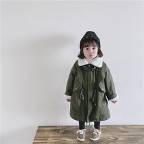 Crooked girl Korean boys and girls retro foreign style fashionable lambskin coat Korean version of childrens long loose cotton clothes