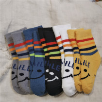 yy girl Korean childrens socks Winter children thickened warm terry socks Boy girl baby cute smiley socks