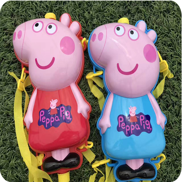 Pepe pig đồ chơi pig water gun Peggy trẻ em bé ba lô bãi biển đuối nước súng kéo công suất lớn