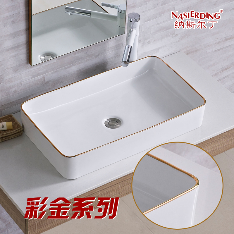 Terrace Basin White Makeup Room Washbasin Washbasin Washbasin Wash Terrace Basin Ceramic Art Basin Tray Large Size Square Basin