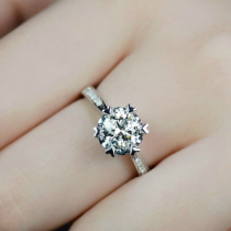 Foodia Diamond Ring Girl 1 Carat 70 Platinum Diamond Wedding Ring Snowflake Diamond Ring Birthday Gift