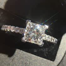 Fu Daisheng 80 Cushion Shape Princess Square Diamond Wedding Ring 18K Platinum One Carat Ring Female