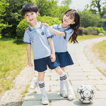 National Wind Elementary School School Uniforms Summer Clothing Pure Cotton Short Sleeve Sportswear Suit Children Class Summer Kindergarten Landscaped