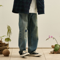 NGOARMY21SS PATCH WASHED COW KING DENIM PANTS Japanese VINTAGE 14 5OZ RED EARS DENIM Yu Wenle
