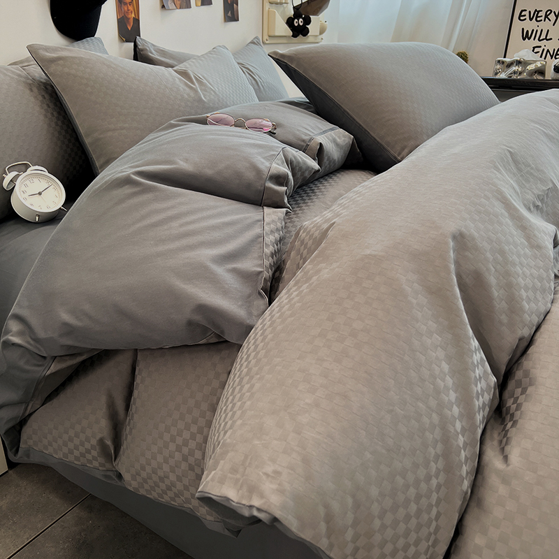 Light extravagant High sense 60S long suede cotton pure cotton four pieces 100 full cotton linen three sets bedding bed bedding 4-Taobao