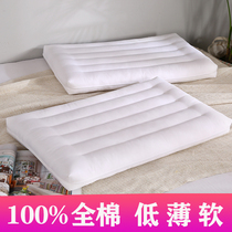 100% cotton low pillow pillow core Low pillow single person flat cervical spine whole head core Household thin cotton adult soft double