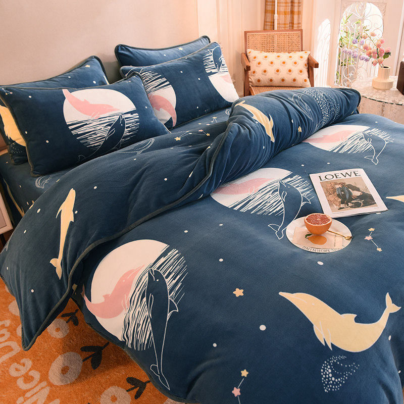 Flannel quilt cover coral fleece thickened single-piece double-sided velvet cover milk crystal plush winter season single warm