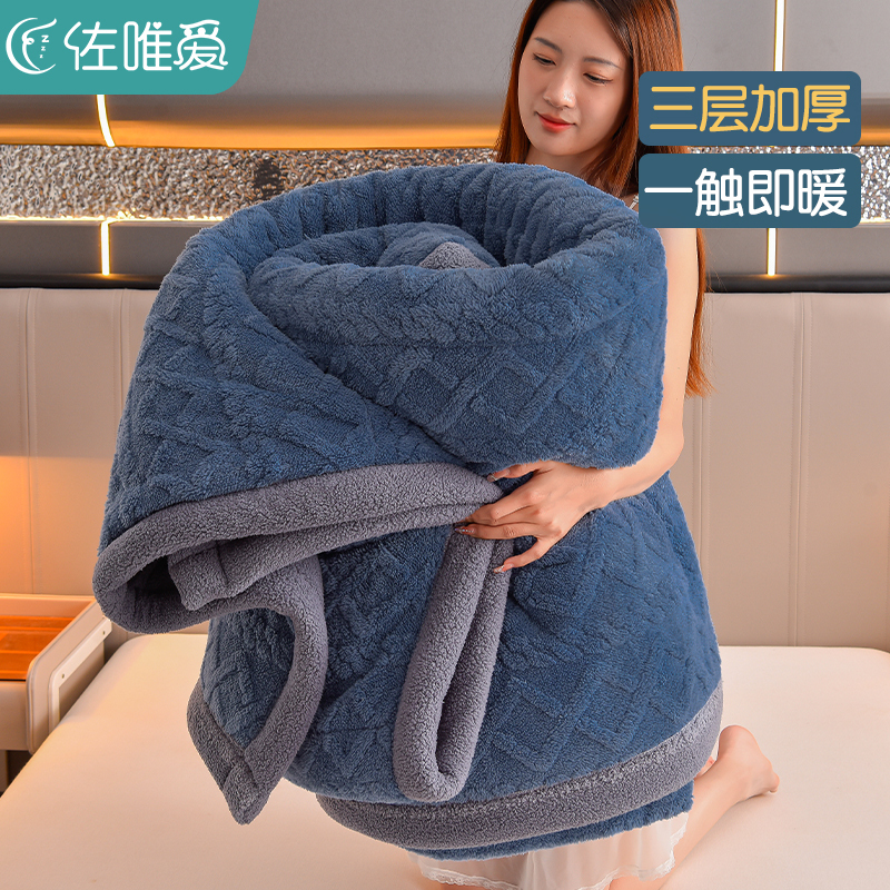 Taffeta Fleece Blanket, Thickened for Autumn and Winter, Coral Fleece Quilt, Fleece-Lined for Warmth, Office Nap Sofa Blanket