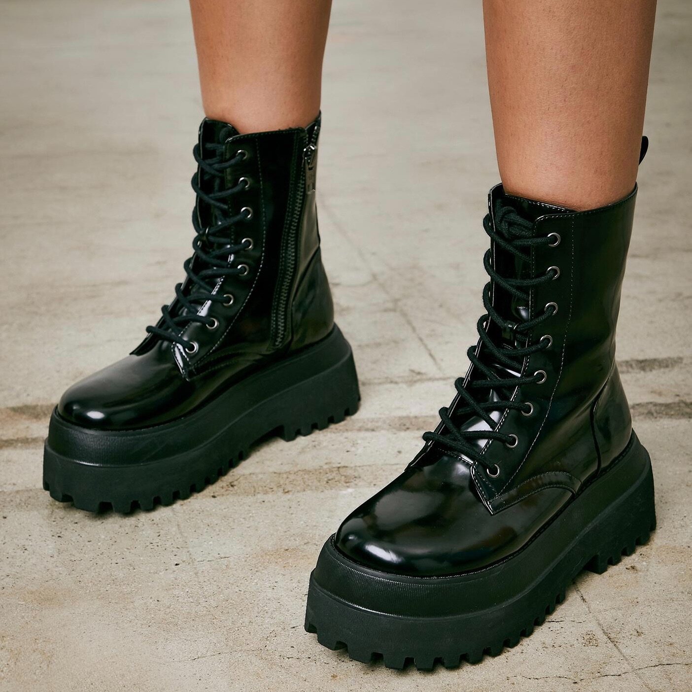 (Domestic spot) current mood thick-soled muffin lace-up ankle boots short boots