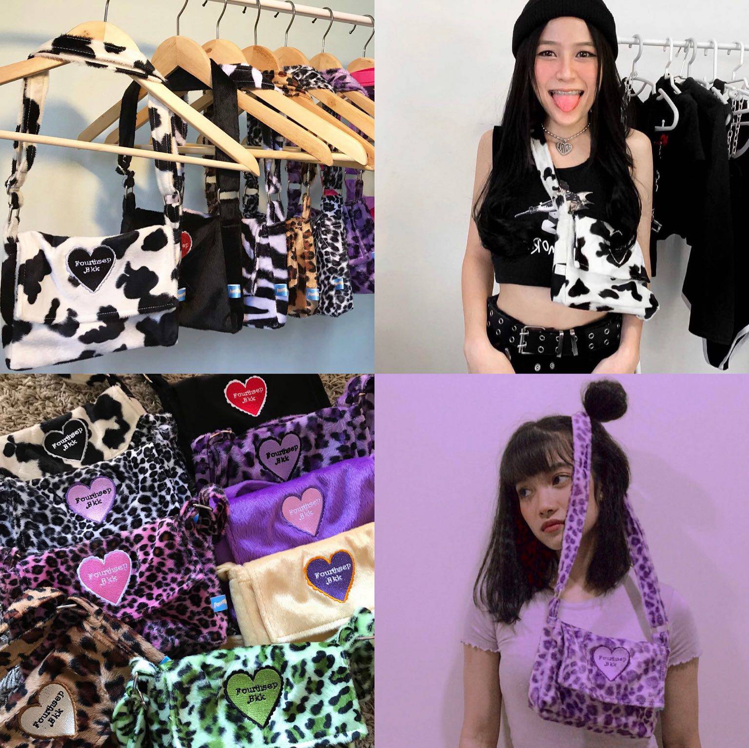 () Thailand FOURTHSEP BKK niche Y2K hot girl retro BAO WEN cow pattern armpit bag