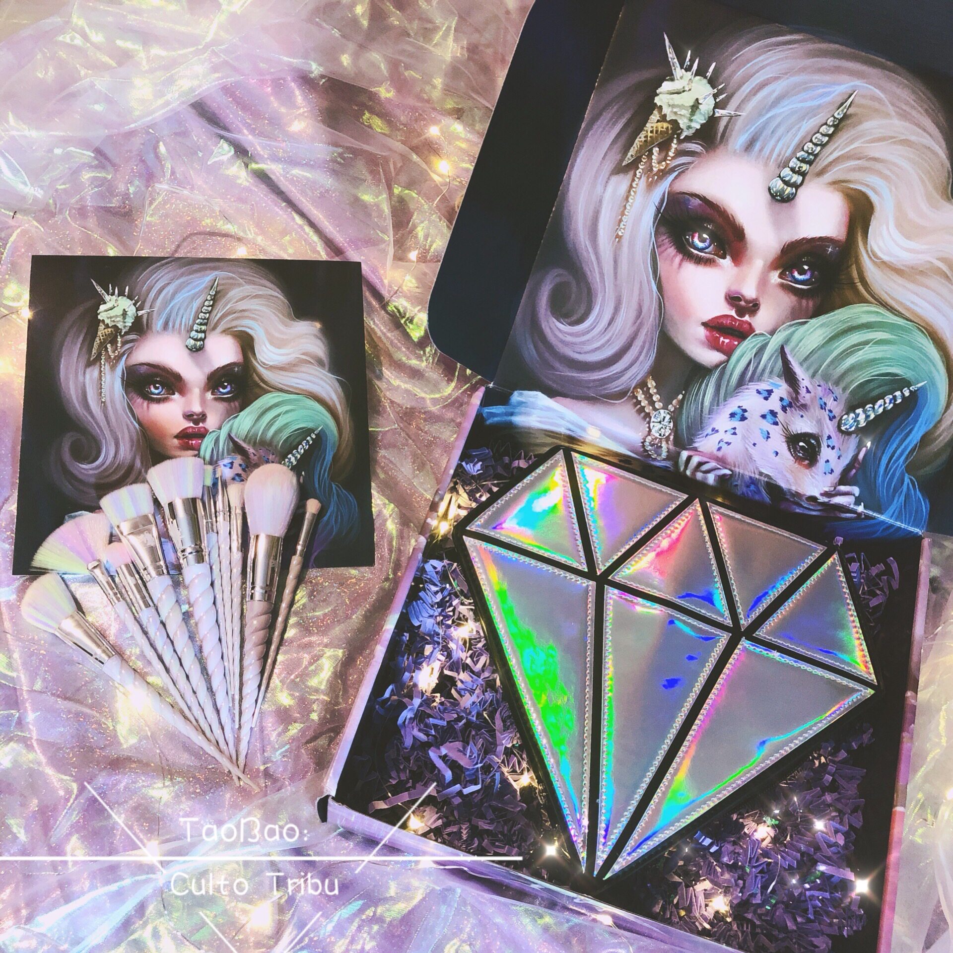 (Domestic spot) Unicorn Laser Diamond Pack Unicorn Makeup Brush Set