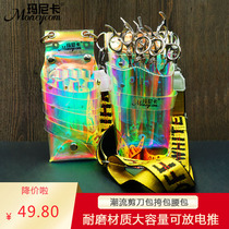 2022 Hairstylist Special Slanted Satchel Satchel Satchel Satchel Mesh Red Personality Creative Tide laser Transparent Colorful Scissors Bag