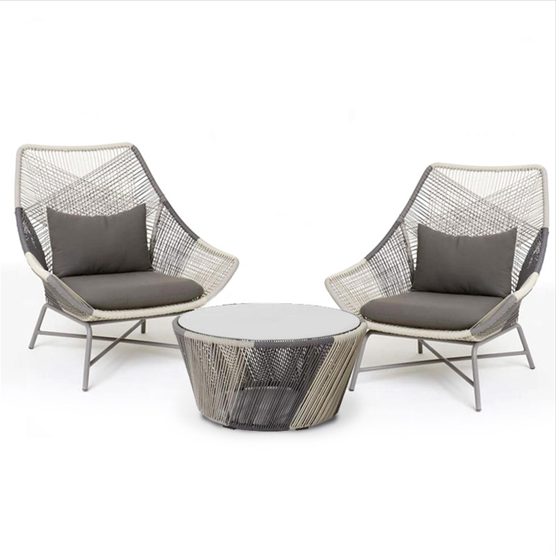 Balcony small table and chairs Three sets of rattan chair tea table Composition outdoor minimalist leisure One table two chairs outdoor rattan sofa chair